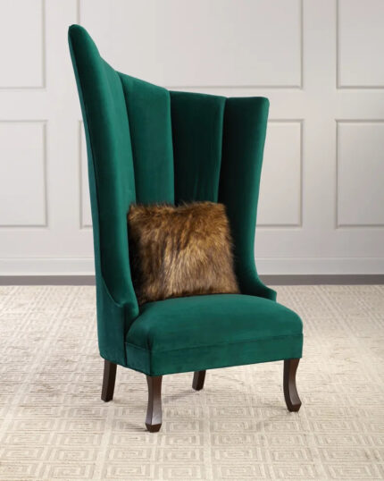Paam wood Premium High Back Armchair for Women – 59 Inch Solid Wood Frame, Upholstered Wingback Sofa Chair, Cushioned Single Seater Lounge for Living Room, Office & Bedroom