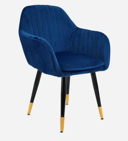 PAAM WOOD Roso Modern Dining Chair | Lounge Accent Chair for Living Room Bedroom Restuarant | Velvet Fabric with Wooden Legs (blue)