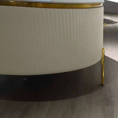 PAAM WOOD Mazzo Modern TV Unit/Console – 70"x15"x18" White Marble Top with Golden Acrylic, Waterproof Plywood & Charcoal Louvers – Media Cabinet | Modern TV Stand Console Without Storage photo review