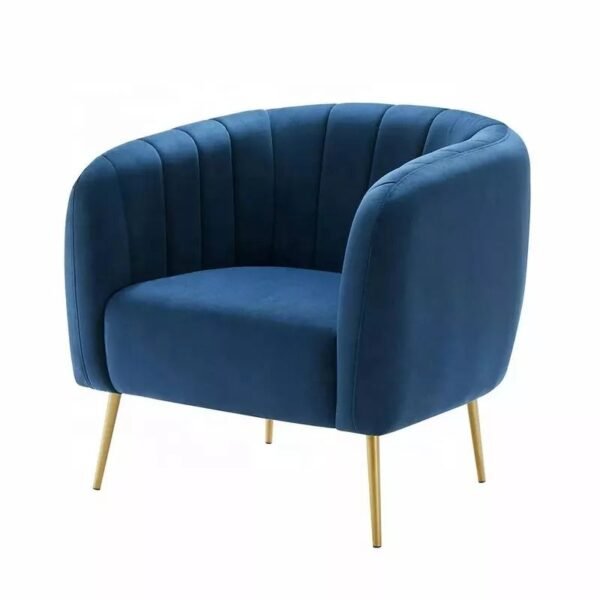 Velvet Arm Accent Chair with Golden Metal Legs Upholstered Lounge