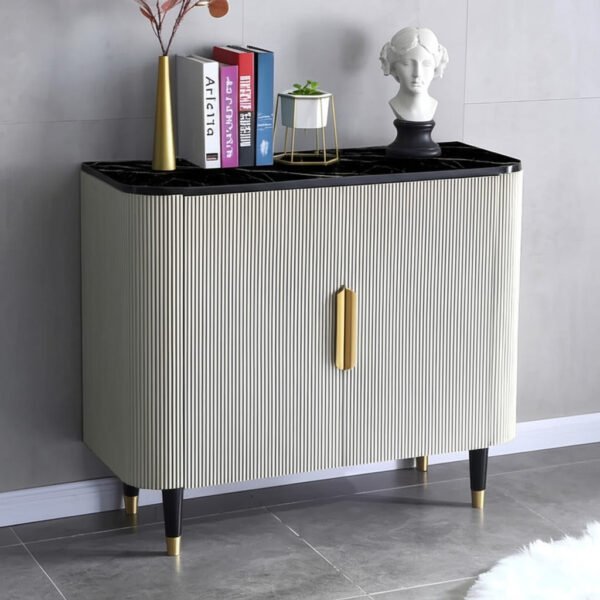 Boston Console Table with Black Marble Top Three Shelves