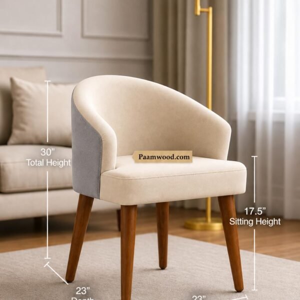 PAAM WOOD Upholstery Barrel Arm Chair with Soft Serenity Suede Fabric for Dining Room, Living Room, Bedroom, Cafe, or Restaurant with Comfortable & Stylish