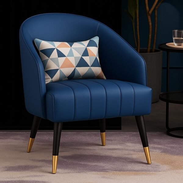 PAAM WOOD Soft Serenity Velvet Chair, High Back Barrel Design, Black Microfiber & Yellow Cushion, Sheesham Wood Legs, Gold-Tipped, 26"x16"x30", Modern Living Room or Reading Chair